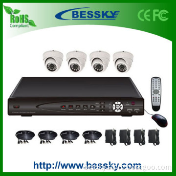 4CH H.264 cctv plastic dome camera system kit  BE-8104V4IB42